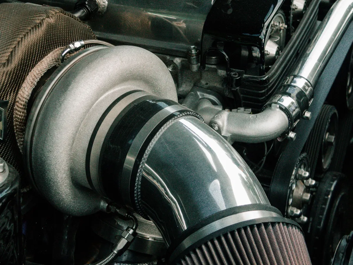 A clean engine bay with the hood open
